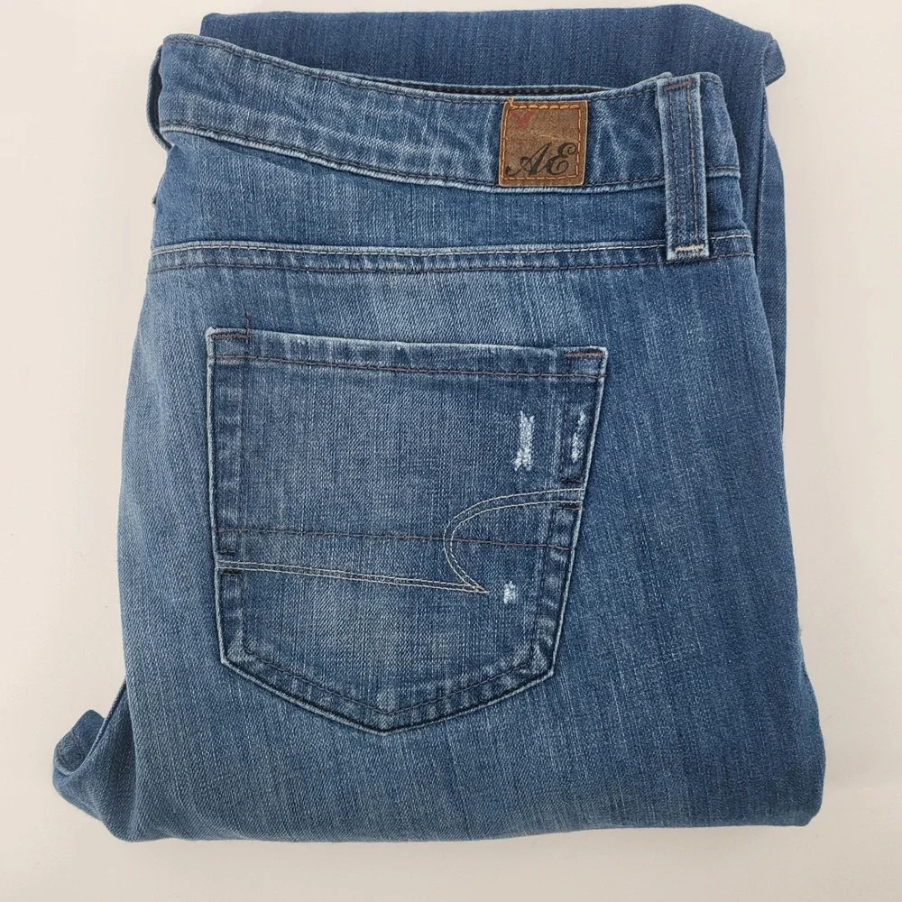 American Eagle‎ Original Bootcut Jeans Women's Size 12 Medium Wash Distressed
